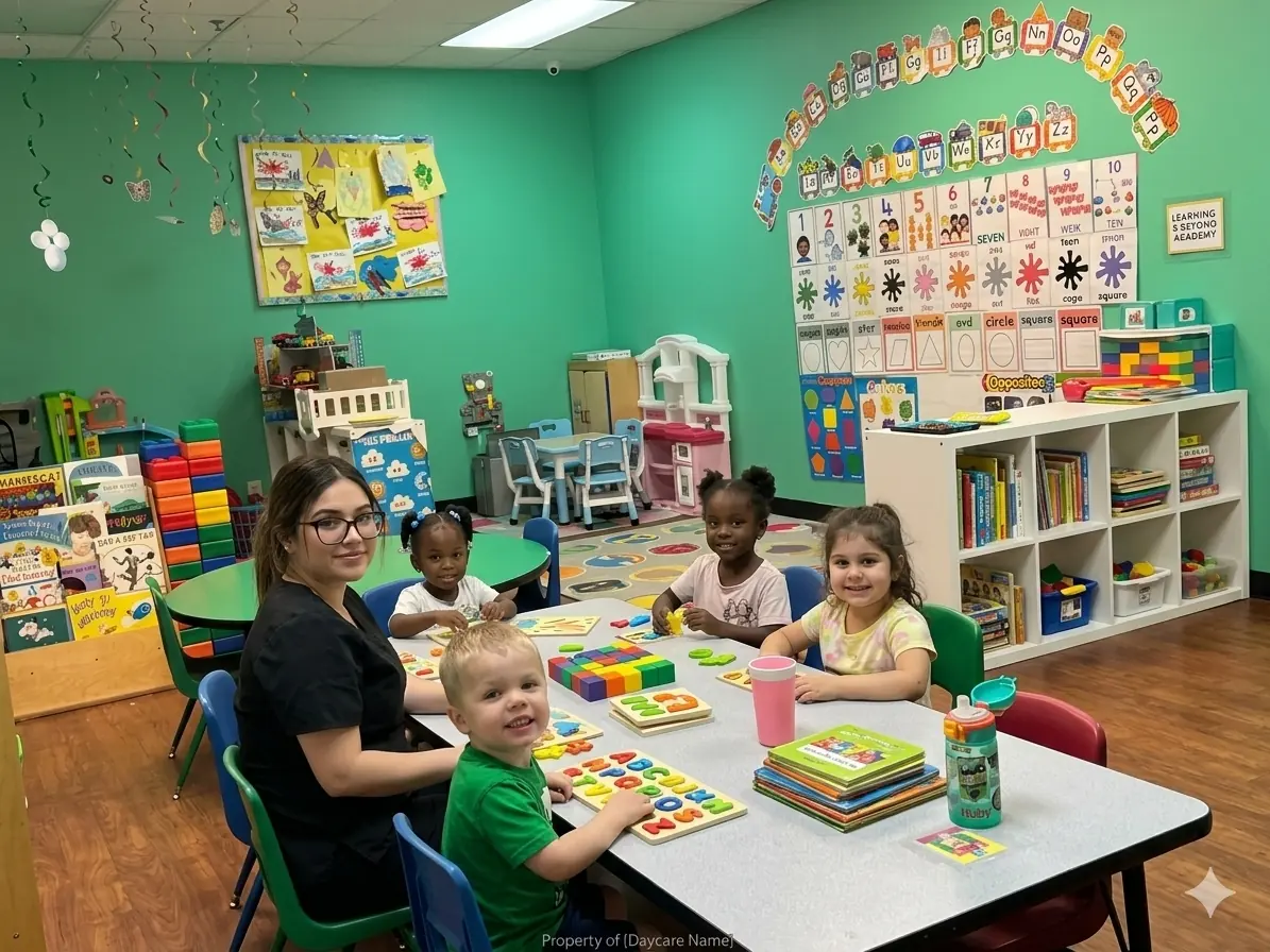 Pre-K classroom at Learning & Beyond with children and teacher